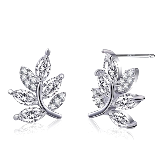 925 Sterling silver leaf earring studs - Picture 1 of 4